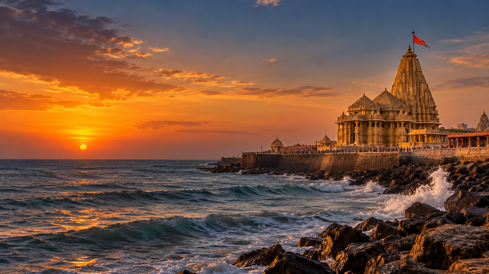 Somnath Temple on the Arabian Sea coast